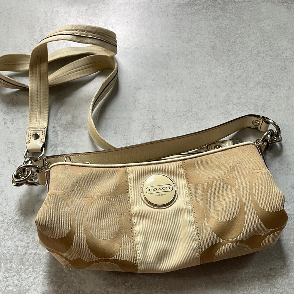Cream Coach Crossbody Purse